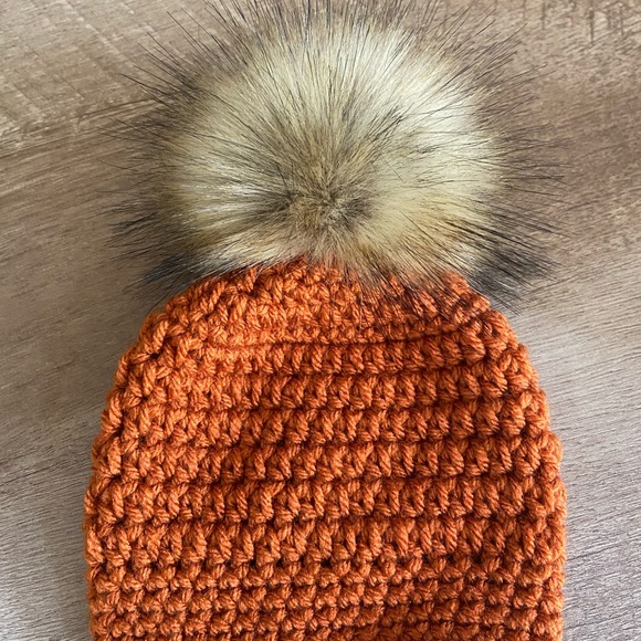 Newborn Burnt Pumpkin Hat | Fall Baby Hat | Warm Fall Baby Beanie - Picture 5 of 6
